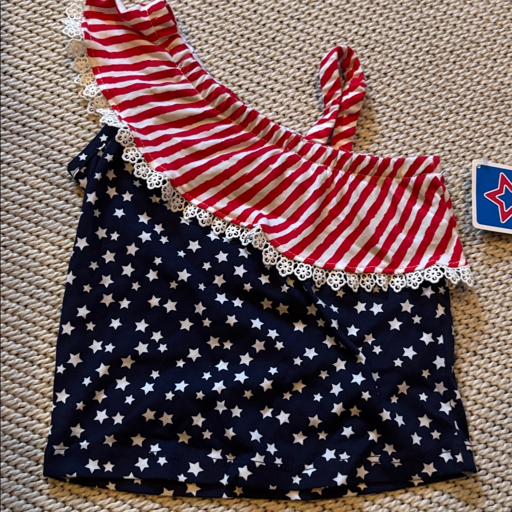 Skort girls new size 2T 60% cotton 40% polyester elastic waist red, white, blue